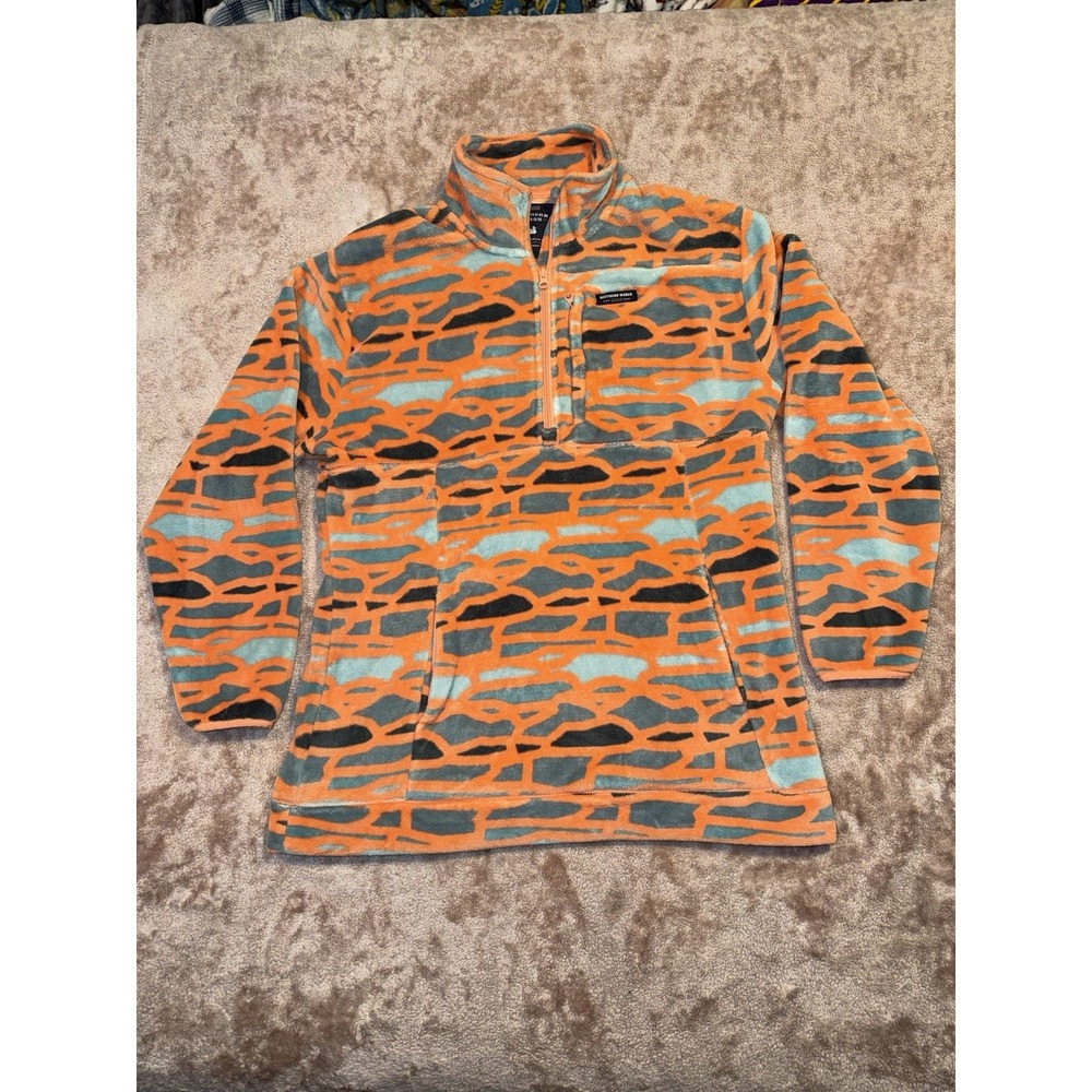 Southern Marsh Quarter Zip Men's Large Fleece Orange Camo Print